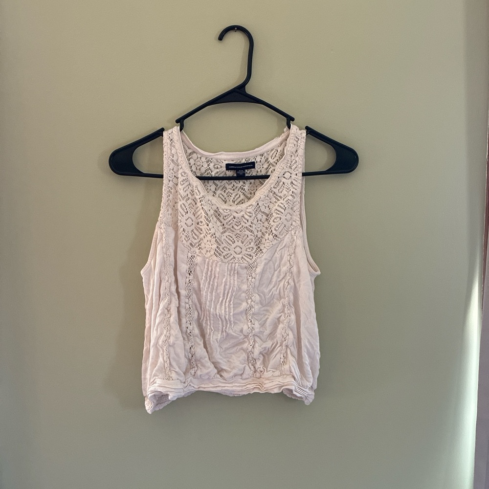 American Eagle Outfitters Lace Detail Sleeveless Top - Light Pink